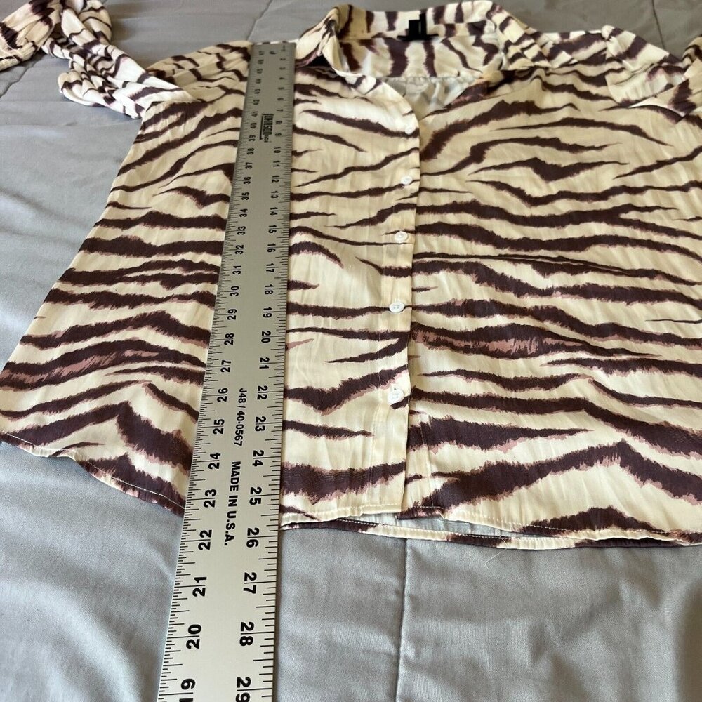 Paige Top Womens Renay Button Up Shirt Blouse Large White Brown Long Sleeve - Picture 8 of 9